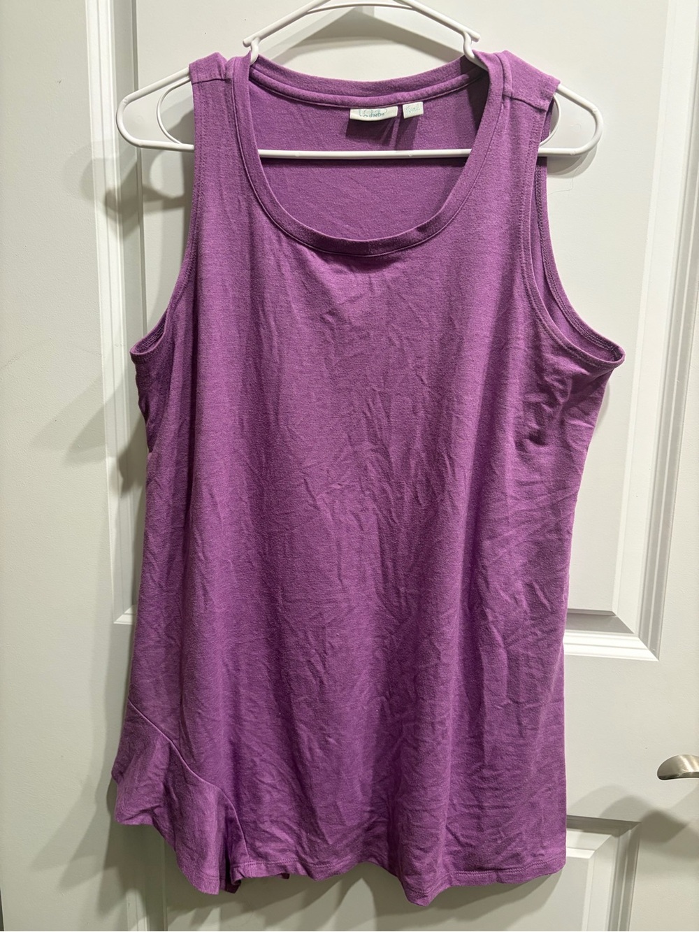 LOGO Lounge Purple Tank Size L Stretch Knit Longline Layer Soft